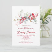 60e verjaardag Surprise Party Greenery Red Berry Kaart (Staand voorkant)