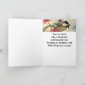 60e verjaardag Sweet Chickadee Flower Waterverf Kaart (Binnen)