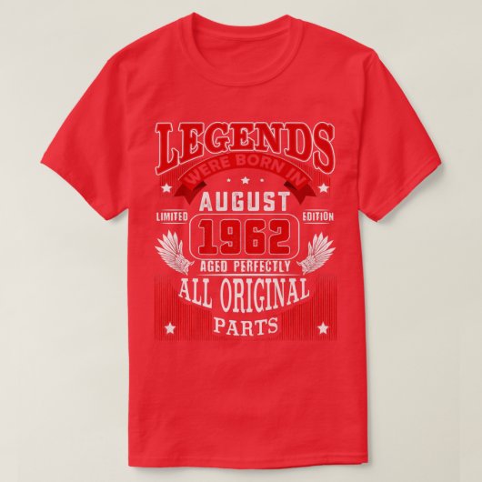 60e verjaardag T-shirt Legends geboren in augustus (Design voorkant)