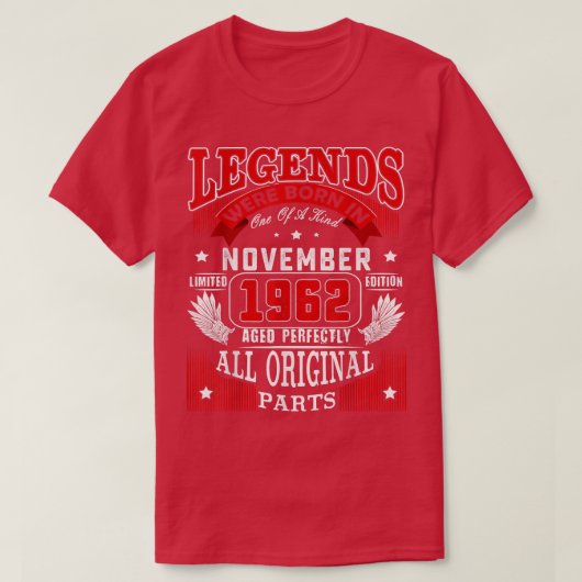 60e verjaardag T-shirt Legends, geboren in novembe (Design voorkant)