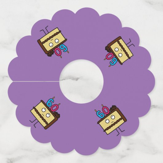 60e verjaardag taart met kaarsen chocolade ijsjes wijnglaslabel (Achterkant)