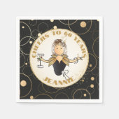 60e Verjaardag Toast Zwart Goud Grappig voor Haar Servet (Voorkant)