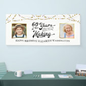 60e verjaardag toen & nu foto's zwart gouden licht spandoek (Beurs)