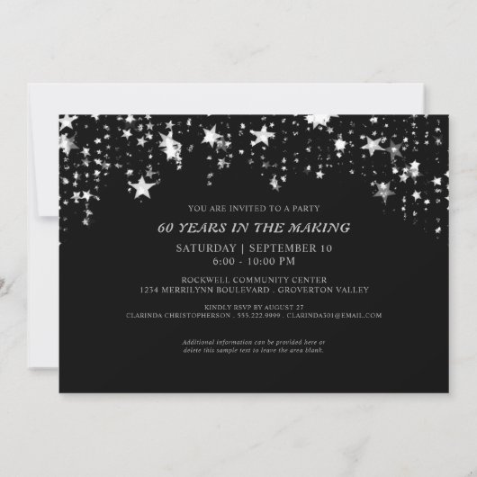 60e verjaardag toen & nu foto's zwart zilveren ste kaart (Achterkant)