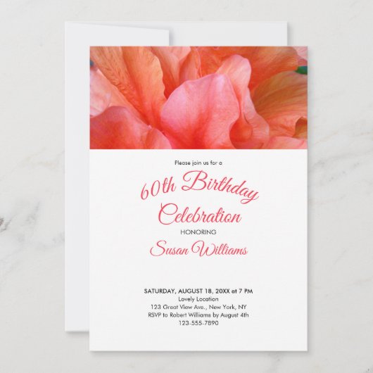 60e verjaardag Tropische Flower Photo Invitation Kaart (Voorkant)