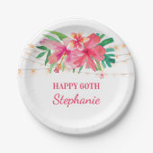 60e verjaardag Tropische Strijklichten Hawaïaans Papieren Bordje (Voorkant)
