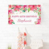 60e verjaardag Tropische Strijklichten Hawaïaans Spandoek (Insitu)