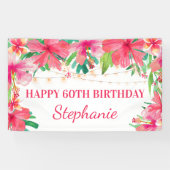 60e verjaardag Tropische Strijklichten Hawaïaans Spandoek (Horizontaal)