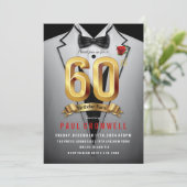 60e verjaardag Tuxedo uitnodiging (Staand voorkant)