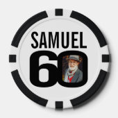 60e verjaardag twee aangepaste foto's zwart-wit poker chips (Voorkant)