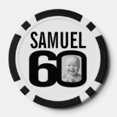 60e verjaardag twee aangepaste foto's zwart-wit poker chips (Achterkant)