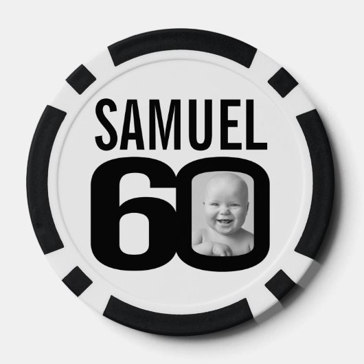 60e verjaardag twee aangepaste foto's zwart-wit poker chips (Achterkant)