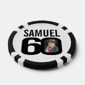 60e verjaardag twee aangepaste foto's zwart-wit poker chips (Enkel)