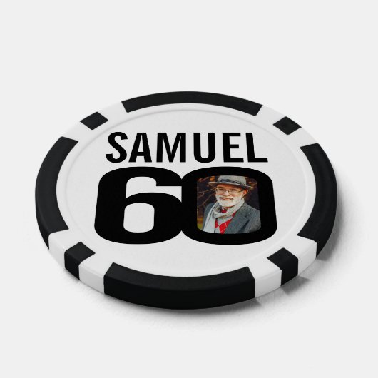 60e verjaardag twee aangepaste foto's zwart-wit poker chips (Enkel)