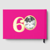60e verjaardag twee foto's hot roze goud gastenboek (Achterkant)