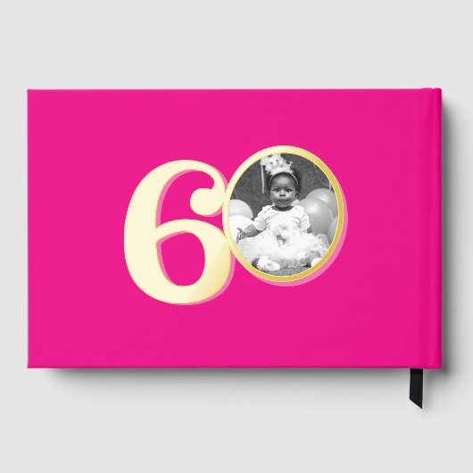 60e verjaardag twee foto's hot roze goud gastenboek (Achterkant)