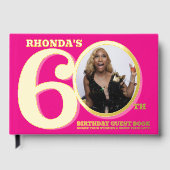 60e verjaardag twee foto's hot roze goud gastenboek (Voorkant)