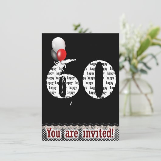 60e verjaardag Uitnodiging (Staand voorkant)