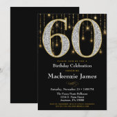 60e verjaardag Uitnodiging Black Gold Diamonds Adu (Voorkant / Achterkant)