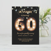 60e verjaardag uitnodiging Bright Lights (Staand voorkant)