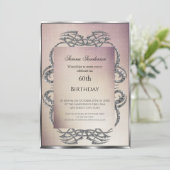 60e verjaardag Uitnodiging crème Silver (Staand voorkant)