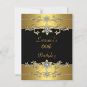 60e verjaardag Uitnodiging Elegant Black Gold (Voorkant)