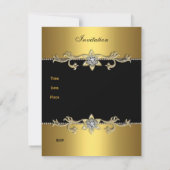 60e verjaardag Uitnodiging Elegant Black Gold (Achterkant)