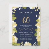 60e verjaardag Uitnodiging, Elegant Flowers w/Gold Kaart (Voorkant)