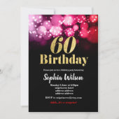 60e verjaardag uitnodiging elegant glitter roze ro (Voorkant)