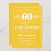 60e verjaardag uitnodiging geel en wit (Voorkant / Achterkant)