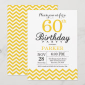 60e verjaardag uitnodiging gele Chevron (Voorkant / Achterkant)