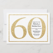 60e verjaardag uitnodiging Gold Glitter (Voorkant)