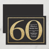 60e verjaardag uitnodiging Gold Glitter schoolbord (Voorkant / Achterkant)