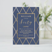 60e verjaardag uitnodiging - goud, elegant, klein (Staand voorkant)