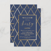 60e verjaardag uitnodiging - goud, elegant, klein (Voorkant / Achterkant)