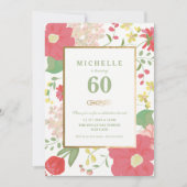 60e verjaardag uitnodiging - Goud, Elegante Bloeme (Voorkant)