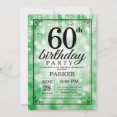 60e verjaardag uitnodiging Green Glitter (Voorkant)