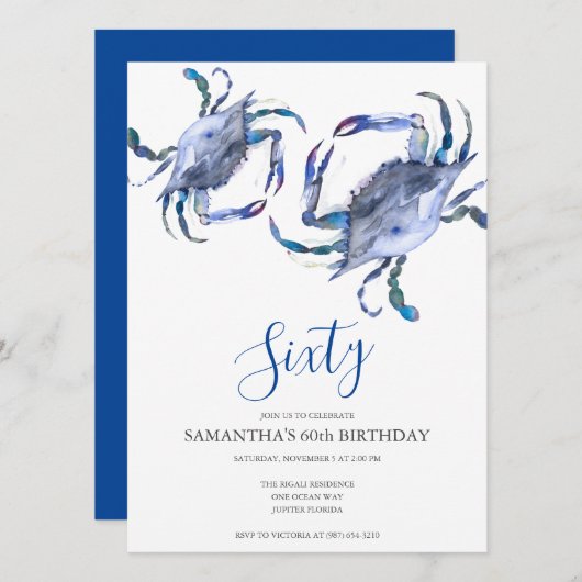 60e verjaardag Uitnodiging Krab Boil (Voorkant / Achterkant)