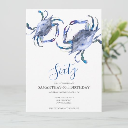 60e verjaardag Uitnodiging Krab Boil (Staand voorkant)