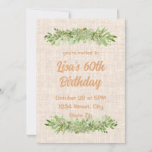 60e verjaardag uitnodiging – linnen groen | zestig