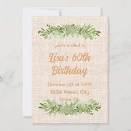 60e verjaardag uitnodiging – linnen groen | zestig