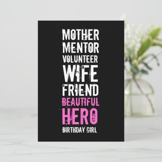 60e verjaardag uitnodiging - Mam Volunteer Hero (Staand voorkant)