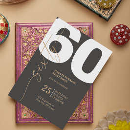 60e verjaardag uitnodiging met vergulde kalligrafi