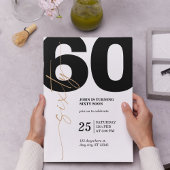 60e verjaardag uitnodiging met vergulde kalligrafi