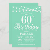 60e verjaardag Uitnodiging Mint Green (Voorkant / Achterkant)