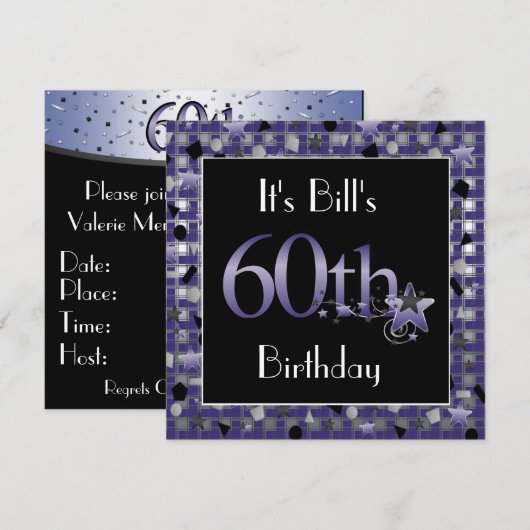 60e verjaardag Uitnodiging op persoonlijke titel (Voorkant / Achterkant)