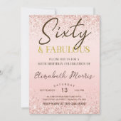 60e Verjaardag Uitnodiging Printable Roos Gold Six (Voorkant)