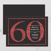 60e verjaardag uitnodiging rode glitter krijtbord (Voorkant / Achterkant)