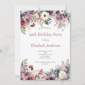 60e verjaardag Uitnodiging Roze Paarse Bloemen (Voorkant)