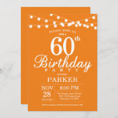 60e verjaardag uitnodiging Sinaasappel (Voorkant / Achterkant)